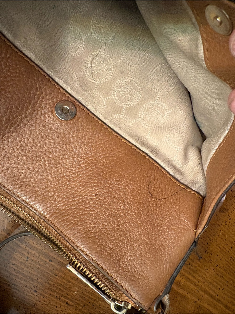 Michael Kors Brown Leather Crossbody Bag (NEEDS CLEANING INSIDE) - Picture 11 of 12